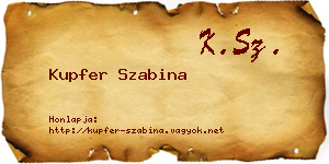 Kupfer Szabina névjegykártya